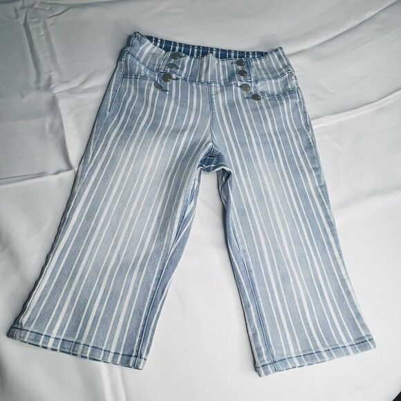 DG2 Diane Gilman SP FLEX stretch Sailor Pedal Pusher Capri Stripe Pants NICE 762 - Picture 3 of 12